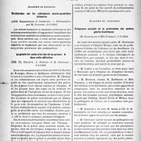 0841 - Page 834 - Partie scientifique. L'actualité scientifique. Les Sociétés Savantes. Paris. Académie de médecine. Recherches sur les substances neuro-myotropes urinaires, (5-3-1940) / La gelure des pieds et le rôle de la carence B dans cette affection, (5-3-1940) / Académie de chirurgie. Fréquence actuelle de la perforation des ulcères gastro-duodénaux, (7-2-1940)