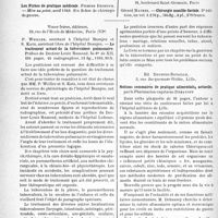 0843 - Page 836 - Partie scientifique. L'actualité scientifique. Les Livres. Les Livres qui viennent de paraître. / Le traitement actuel de la tuberculose pulmonaire, par P. Weiller. Vigot frères, éditeurs, Paris, 1939 / Notions sommaires de pratique alimentaire actuelle, par le Pharmacien-capitaine Dehaussy, Ed. Douriez-Bataille, Lille