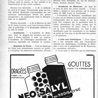 0871 - Page 860-VI - Dernières nouvelles. Le prix de médecine navale pour 1940 / Académies / Hôpitaux de Paris / Institut Pasteur / Académie de Médecine / L’aidé aux diabétiques