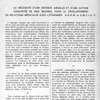 0878 - Page 865 - Propos du jour. La nécessité d'une entente absolue et d’une action concertée de nos oeuvres pour le développement de relations médicales avec l’étranger A.D.R.M. et U.M. F. I. A