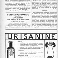 0931 - Page 912-XXII - Dernières nouvelles. Les Médecins et le Fisc / Correspondance. Application des tarifs d’honoraires. a) Accidents du Travail. Demande de traitement électrothérapique restant sans réponse