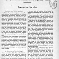 0992 - Page 973 - Partie professionnelle, Hygiène, Assistance, Mutualité, Intérêts Corporatifs, Variétés. Assurances sociales. Une importante victoire syndicale / La répression de l’exercice illégal