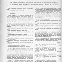 0999 - Page 980 - Partie professionnelle, Hygiène, Assistance, Mutualité, Intérêts Corporatifs, Variétés. Documentation pratique. Loi portant organisation des services de contrôle et des services extérieurs du Secrétariat d'État à l’Intérieur (Secrétariat général à Famille et à la Santé)