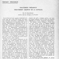1020 - Page 999 - Partie scientifique. Travaux originaux. Traitement préventif traitement abortif de la syphilis, par R. Barthélemy