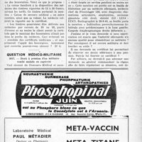 1044 - Page XLIII-1021 - Correspondance. Assurances sociales. A propos des certificats de complaisance / Question médico-militaire. Droit à pension d’un militaire tombé malade en captivité
