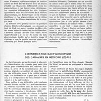 1100 - Page 1077 - Partie scientifique. Travaux originaux. L’ophtalmoscopie en lumière colorée, par le Dr Etienne Ginestous / L’identification dactyloscop1que des cadavres en médecine légale