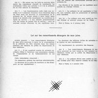 1119 - Page 1096 - Partie professionnelle, Hygiène, Assistance, Mutualité, Intérêts Corporatifs, Variétés. Le statut des juifs. Loi portant statut des Juifs/ Loi sur les ressortissants étrangers de race juive.