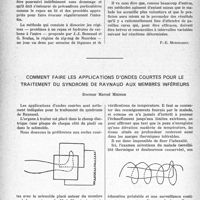 1145 - Page 1122 - Partie scientifique. Changement de régime alimentaire. Au chevet des patients. II, Guérison d'une polyarthrite gonococcique rebelle par les injections intraveineuses d’antipyrine / Comment faire les applications d’ondes courtes pour le traitement du syndrome de Raynaud aux membres inférieurs, Docteur Marcel Mignon