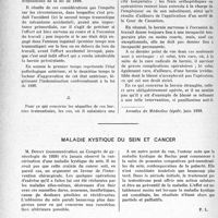 1179 - Page 1156 - Partie scientifique. Travaux originaux. Sur la hernie traumatique ou plutot sur la hernie traumatisée à la suite d’efforts / Maladie kystique du sein et cancer