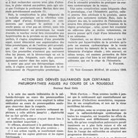 1216 - Page 1193 - Partie scientifique. Travaux originaux. Quand une complication attire l’attention des prostatiques. Incontinence, Rétention, Cystite, Hématurie [G. Fischer] / Action des dérivés sulfamidés sur certaines pneumopathies aigues au cours de la rougeole, Docteur René Grès