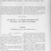 1234 - Page 1211 - Partie professionnelle, Hygiène, Assistance, Mutualité, Intérêts Corporatifs, Variétés. La lutte contre l’alcoolisme / Loi relative à la nouvelle réglementation applicable aux débits de boissons