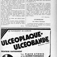 1242 - Page LIII-1219 - Correspondance. Application des tarifs d’honoraires. Accidents du travail. Fracture de jambe. Appareil provisoire puis définitif le même jour / Automobilisme. Les voitures électriques
