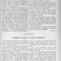 1274 - Page 1251 - Partie professionnelle. L’organisation sanitaire rurale les services d’hygiène. Obligations nouvelles - avantages accordés / Comment utiliser la viande congelée