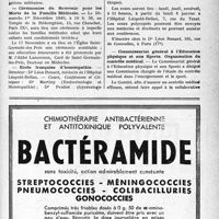 1296 - Page VII-1273 - Dernières Nouvelles. Le Centre d’entr’aide aux étudiants mobilisés / Pour les étudiants retardés dans leurs études / Cérémonies du Souvenir pour les morts de la Famille Médicale / Ecole française d’homéopathie / Commissariat général à l’Education physique et aux Sports. Organisation du contrôle médical