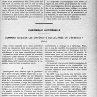 1316 - Page 1293 - Partie professionnelle, Hygiène, Assistance, Mutualité, Intérêts Corporatifs, Variétés. La psychologie clinique objective, (Science nouvelle) / Chronique automobile. Comment utiliser les différents succédanés de l'essence ?, (Suite)