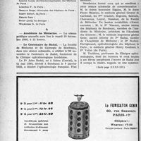 1335 - Page 1312-X - Dernières Nouvelles. Ordre des Médecins / Académie de Médecine / Le Centenaire de Badal