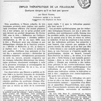 1338 - Page 1315 - Partie scientifique. Travaux originaux. Emploi thérapeutique de la folliculine. Quelques dangers qu'il ne faut pas ignorer, par Henri Vignes