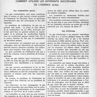 1354 - Page 1331 - Partie professionnelle, Hygiène, Assistance, Mutualité, Intérêts Corporatifs, Variété. Chronique automobile. Comment utiliser les différents succédanés de l’essence (suite)