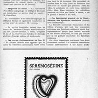 1374 - Page IX-1351 - Dernières nouvelles. Institut médico-légal / Hôpitaux de Paris / Les cartes d’alimentation en l’an II / Le Secrétariat général de la Confédération des Syndicats médicaux