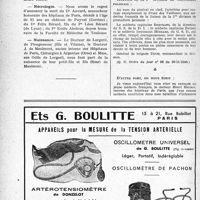 1429 - Page 1406-VIII - Dernières Nouvelles. Bordeaux. Service de taxis pour les médecins / Nécrologie [Dr Auvard] / Naissance / Le livre d’or du corps médical français