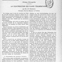 1434 - Page 1411 - Partie scientifique. Travaux originaux. Clinique Chirurgicale. La cicatrisation des plaies tégumentaires, par M. J. P. Tourneux
