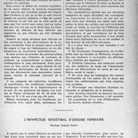 1440 - Page 1417 - Partie scientifique. Travaux originaux. Remarques de Pathologie générale. Enseignements à tirer des .expertises faites devant les commissions de réforme, Dr R. Liège / L’infarctus intestinal d’origine herniaire, Docteur Joseph Simon