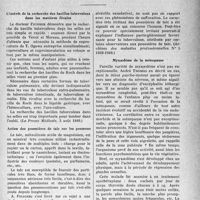 1444 - Page 1421 - Partie scientifique. L’actualité scientifique. La Presse. L’intérêt de la recherche des bacilles tuberculeux dans les matières fécales [(La Pressé Médicale, 3 août 1940.)] / Action des poussières de talc sur les poumons [(Archives des maladies professionnelles. N° 5 1939-1940.)] / Myxoedème de la ménopause [(La Presse Médicale, 21 mai 1940.)] / Peut-on améliorer le traitement des blessures des nerfs périphériques ? [(La Presse Médicale, 28 septembre 1940.)]
