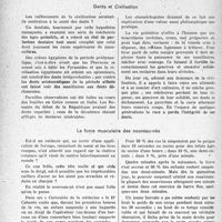 1463 - Page 1440 - Partie professionnelle, Hygiène, Assistance, Mutualité, Intérêts Corporatifs, Variétés. Quelques faits curieux. Dents et Civilisation / La force musculaire des nouveau-nés