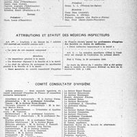 1510 - Page 1487 - Partie professionnelle, Hygiène, Assistance, Mutualité, Intérêts Corporatifs, Variétés. Documentation professionnelle. Ordre des médecins composition des conseils départementaux / Attributions et statut des médecins inspecteurs. Comité consultatif d’hygiène
