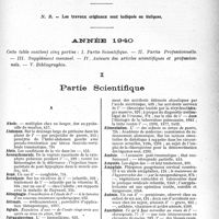 1548 - Page 1497 - Table des matières. Année 1940. I, partie Scientifique