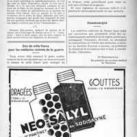 0010 - Page IX-7 - Le Livre d'Or du Corps Médical français / Don de mille francs pour les médecins victimes de la guerre / Communiqué