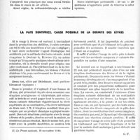 0069 - Page 66 - Travaux originaux. Les règles de la sulfamidothérapie de la méningite cérébro-spinale. d'après l'étude de l'endémie méningococcique survenue en France durant l’hiver 1939-1940, Par MM Charles Gernez et Claude Huriez / La pâte dentifrice, cause possible de la dermite des lèvres