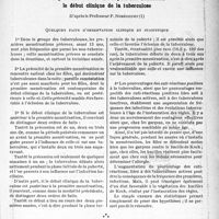 0070 - Page 67 - Travaux originaux. La clinique au goût du jour. La première menstruation peut-elle influencer le début clinique de la tuberculose, D’après le Professeur P. Nobécourt. Quelques faits d’observation clinique et statistique / Déductions pratiques [G. Fischer]