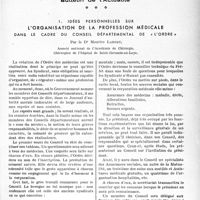 0074 - Page 71 - Partie professionnelle / Bulletin de l’Actualité. Idées personnelles sur l’organisation de la profession médicale dans le cadre du conseil départemental de « l'ordre », Par le Dr Maurice Larget