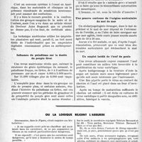 0083 - Page 80 - Faits et curiosités. Pour identifier les nouveau-nés / Influence du paludisme sur le destin du peuple Grec / Une preuve curieuse de l’origine auriculaire du mal de mer / Un emploi inédit de l’œuf de poule / Ou la logique rejoint l'absurde