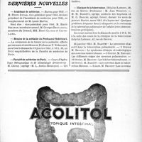 0096 - Page VII-93 - Renseignements / Dernières Nouvelles / Académie de médecine / Remise de la médaille du Professeur Nobécourt / Faculté de médecine de Paris / Clinique de la tuberculose