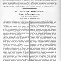 0208 - Page 205 - Travaux originaux. L'infiltration tissulaire antiseptique sulfamidée suivie d'aspiration ou d’excision dans la désinfection des plaies contuses, par le Docteur Marcel Chaton / Une curiosité neurologique. Le signe de Romberg permanent, par E. Wolinetz