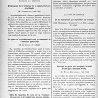 0219 - Page 216 - L'Actualité Scientifique. Les -Sociétés Savantes. Paris. Académie de médecine. Modification, de la technique de la symphyséotomie à la Zarate, (8-10-1940) / La place de l'hystérectomie dans le traitement de l’infection puerpérale, (8-10-1940) / Effets de l’ingestion de sucre sur la résistance à l’anoxémie et à l’acapnie aux grandes altitudes, (15-10-1940) / Académie de chirurgie. De la chlorurémie post-opératoire en urologie, (3-7-1940) / Névralgie du grand nerf occipital d’Arnold traitée par l’opération d’Ody, (10-7-1940)