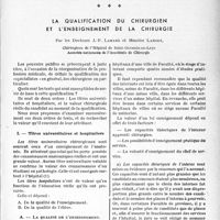 0274 - Page 271 - Partie professionnelle / Bulletin de l'Actualité. La qualification du chirurgien et l’enseignement de la chirurgie