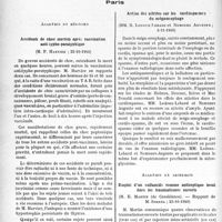0327 - Page 324 - L’actualité scientifique. Les Sociétés Savantes. Paris. Académie de médecine. Accidents de choc mortels après vaccination anti-typho-paratyphique, (22-10-1940) / Action des nitrites sur les cardiospasmes du mégaoesophage, (5-11-1940) / Académie de chirurgie. Emploi d’un sulfamide comme antiseptique local dans les traumatismes ouverts, (23-10-1940)