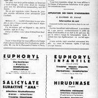 0352 - Page LI-349 - Allocations familiales. Exemption de paiement des cotisations à la Caisse de compensation / Application des tarifs d'honoraires. Accidents du travail. Intervention de nuit