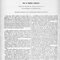 0379 - Page 376 - Travaux originaux. La clinique au goût du jour. Sur le diabète infantile, D’après le Docteur M. Albeaux-Fernet