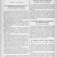 0383 - Page 380 - L'actualité scientifique. Les Sociétés Savantes. Paris. Académie de médecine. sur la meilleure manière d’utiliser le blé et le pain en période de restriction alimentaire, (17-12-1940) / Dystocie par maladie de Nicolas-Favre, (29-10-1940) / La synergie des !strogènes et de la progestérone sur l’endomêtre de la femme, (29-10-1940) / Les sulfamides considérés comme catalyseurs, (19-11-1940)