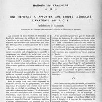 0384 - Page 381 - Partie professionnelle / Bulletin de l'Actualité. Une réforme à apporter aux études médicales l'anatomie au P. C. B