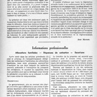 0387 - Page 384 - L’actualité professionnelle. Informations judiciaires. Un médecin peut valablement s'engager à ne pas exercer dans un rayon et pour un temps déterminés / Informations professionnelles. Allocations familiales — Dispenses de cotisation — Sanctions