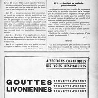 0404 - Page XLVII-401 - secrétariat général de la famille et de la santé / Assurances sociales / Correspondance / Accidents. Accidents ou maladie professionnelle