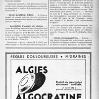 0412 - Page VII-409 - Dernières Nouvelles / Académie de médecine / Faculté de médecine de Paris / Amphithéâtre d’anatomie des hôpitaux / Hôpital civil français de Tunis