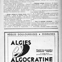 0456 - Page VII-453 - Dernières Nouvelles / Académie de médecine / Clinique des maladies mentales et de l’encéphale / Clinique médicale de l’hôpital Cochin / Pathologie médicale / Cours de pathologie chirurgicale