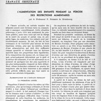 0462 - Page 459 - Partie scientifique / Travaux originaux. L’alimentation des enfants pendant la période des restrictions alimentaires, par le Professeur P. Rohmer de Strasbourg