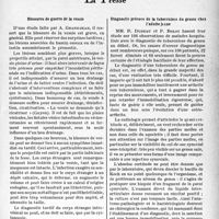 0472 - Page 469 - L’actualité scientifique. La Presse. Blessures de guerre de la vessie [(La Médecine, novembre 1940)] / diagnostic précoce de la tuberculose du genou chez l’adulte jeune [(La Presse Médicale, 17 décembre 1940)]